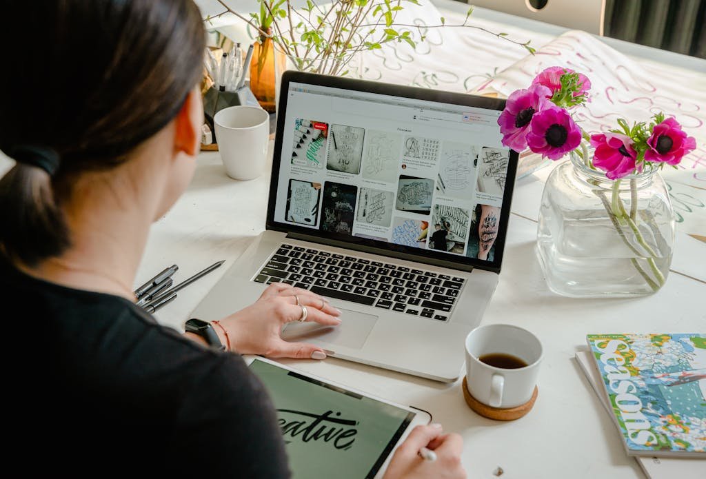 Learning Online Courses Photo Of Person Using Laptop For Graphic Designs Learning Online Courses with master resell rights